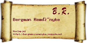Bergman Reményke névjegykártya